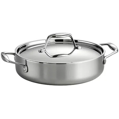 Tramontina Gourmet Tri-ply Clad 18/10 Stainless Steel Induction-ready Braiser With Lid In Silver