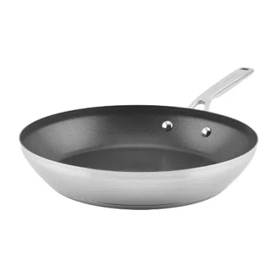 Kitchenaid 3-ply Stainless Steel 12" Frying Pan In Silver