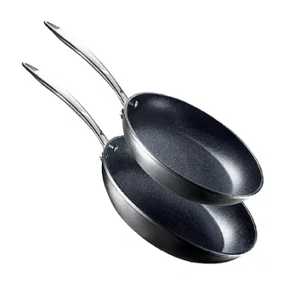 Granitestone Pro 2-pc. Aluminum Dishwasher Safe Hard Anodized Non-stick Frying Pan In Black