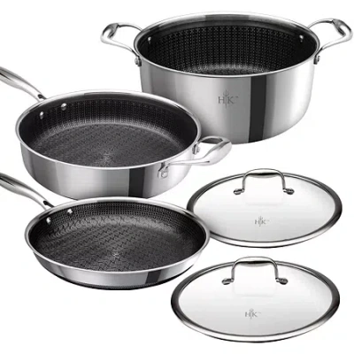 Hell's Kitchen Hybrid Try-ply Stainless Steel 5-pc. Cookware Set In Silver