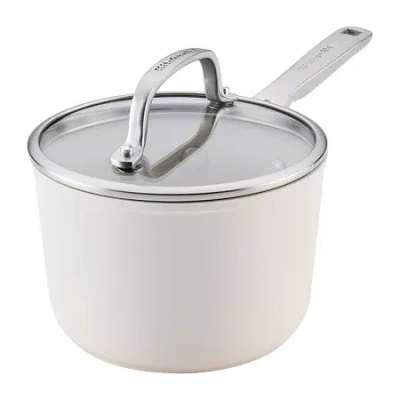 Kitchenaid Hard-anodized Ceramic Induction 2-qt. Saucepan With Lid In White
