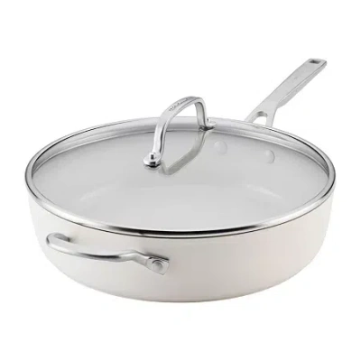 Kitchenaid Hard-anodized Ceramic Induction 5-qt. Saute Pan With Lid In White