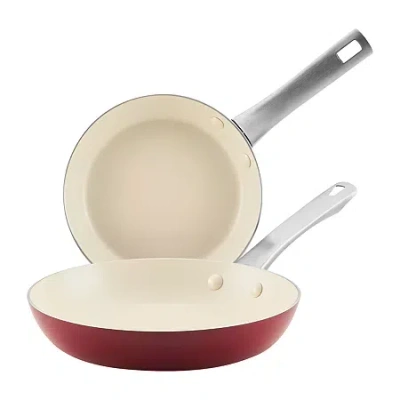 Farberware Vibrance Ceramic 2-pc. Frying Pan Set In Red