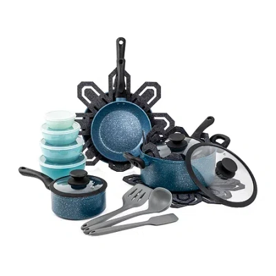 Brooklyn Steel Milky Way 24-pc. Non-stick Cookware Set In Blue