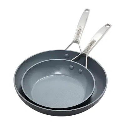 Green Pan Greenpan Paris Pro Hard Anodized Ceramic Non-stick 2-pc. Open Frypan Set In Gray