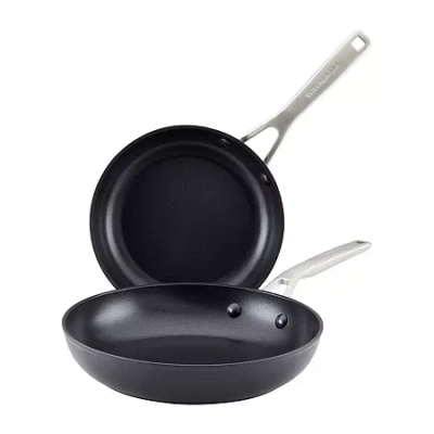 Kitchenaid Hard Anodized 2-pc. Non-stick Skillet Set In Black