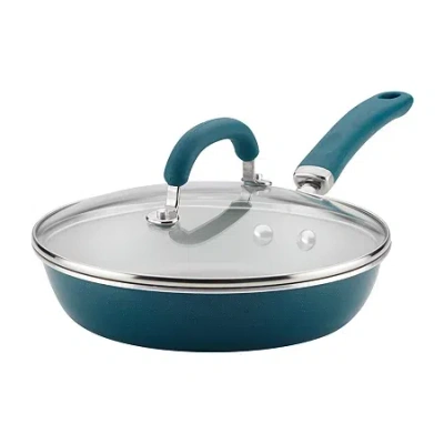 Rachael Ray Create Delicious 9.5" Non-stick Deep Skillet With Lid In Blue