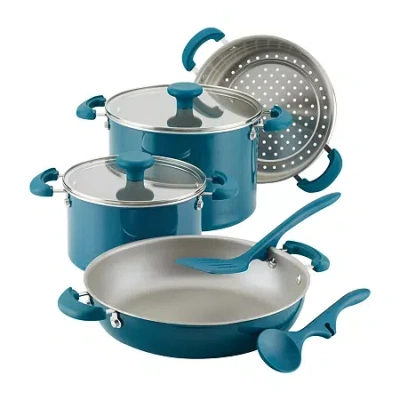 Rachael Ray Create Delicious Stackable Nonstick 8-pc. Cookware Set In Blue