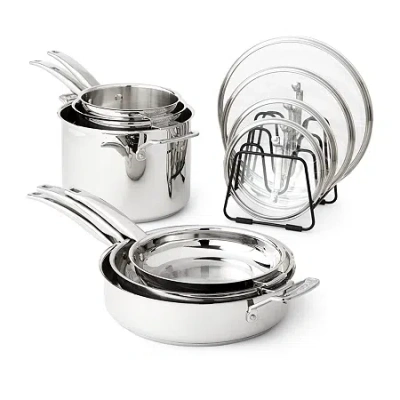 Cuisinart Nesting Stainless Steel 11-pc. Cookware Set In Silver