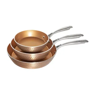 Gotham Steel Hammered Copper 3-pc. Nonstick Fry Pan Set In Orange