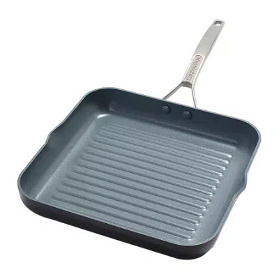 Green Pan Paris Pro Ceramic Nonstick 11" Square Grillpan With Spouts In Gray