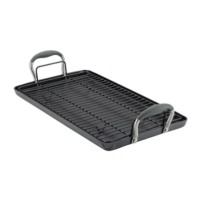 Anolon Advanced Home Hard Anodized 10"x18" Double Burner Griddle In Gray
