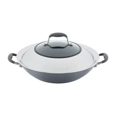 Anolon Advanced Home Hard Anodized 14" Wok With Lid And Side Handles In Gray
