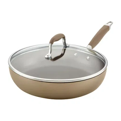 Anolon Advanced Home Hard Anodized 12" Deep Skillet With Lid In Brown