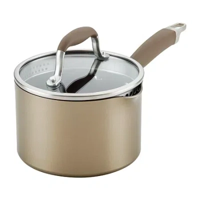 Anolon Advanced Home Hard Anodized 2-qt. Sauce Pan Straining Lid In Brown