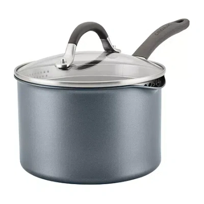 Circulon A1 Series With Scratchdefense Technology Aluminum 3-quart Nonstick Induction Straining Sauce Pan Wit In Gray
