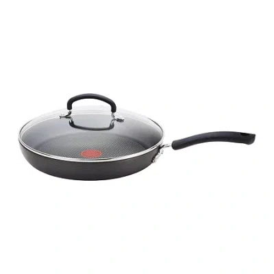 T-fal 10" Aluminum Saute Pan With Lid In Red