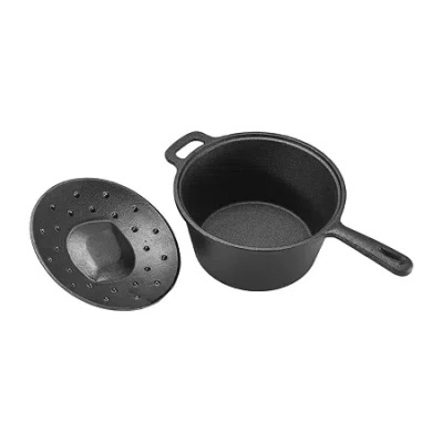 Commercial Chef 2.0 Qt Cast Iron With Lid Sauce Pan In Black