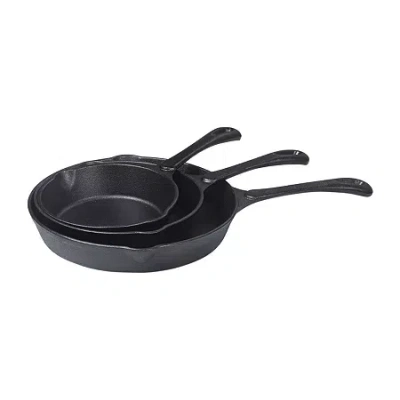 Commercial Chef Cast Iron 3-piece Skillet In Black