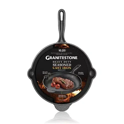 Granitestone Heavy Duty Cast Iron 10.25" Round Skillet In Black