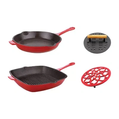 Berghoff Neo Cast Iron 4-pc. Cookware Set With Trivet In Red
