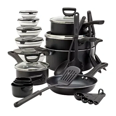 Basic Essentials 32-pc. Non-stick Cookware Set In Black