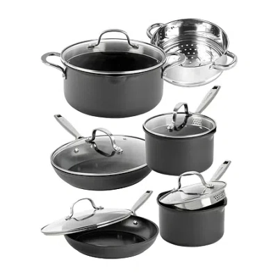 Gotham Steel Pro Ultra Ceramic 2x 11-pc. Non-stick Cookware Set In Black