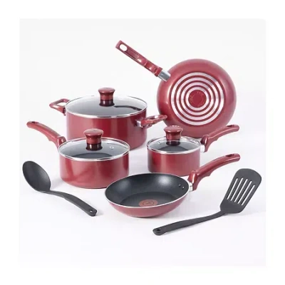 T-fal Essentials 10-pc. Non-stick Cookware Set In Red