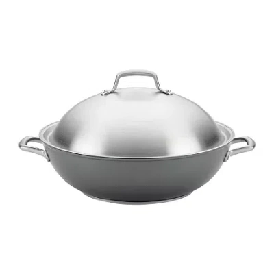 Anolon Accolade 13.5" Non-stick Wok With Lid In Gray