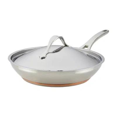 Anolon Nouvelle Stainless Steel 12" Frying Pan With Lid In Silver