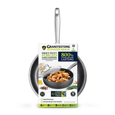 Granitestone Armor Max Hard Anodized Ultra Durable 4-qt. Saute Pan In Black