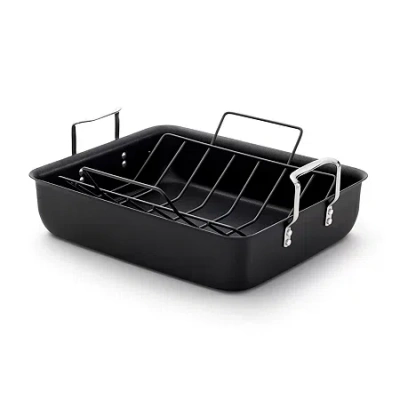 Calphalon Hard Anodized 16" Roasting Pan With Rack In Black