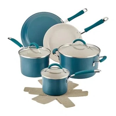 Rachael Ray Cucina Ceramic 10-pc. Non-stick Cookware Set In Blue