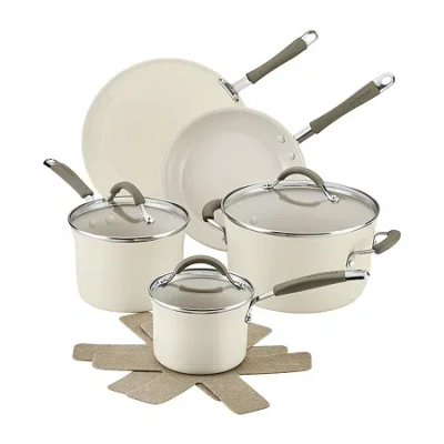 Rachael Ray Cucina Ceramic 10-pc. Non-stick Cookware Set In White