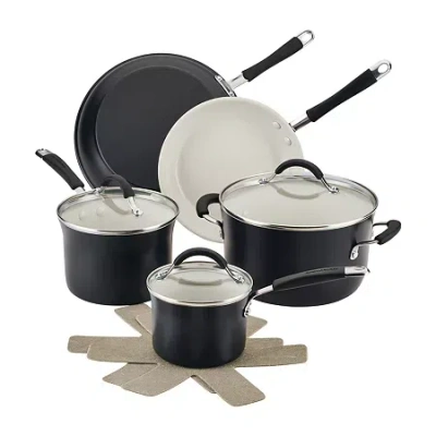 Rachael Ray Cucina Ceramic 10-pc. Non-stick Cookware Set In Black