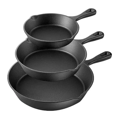 Megachef Cast Iron 3-pc. Cookware Set In Black