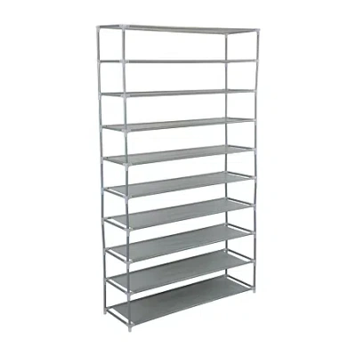 Simplify 10-shelf Metal Shoe Rack In Gray