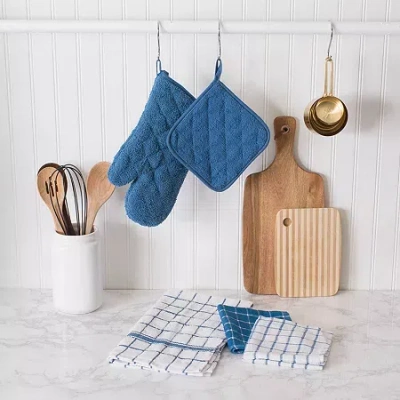 Design Imports Terry Kitchen 3-pc. Pot Holder Set In Blue