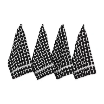 Design Imports Windowpane 4-pc. Terry Dish Cloth Set In Black