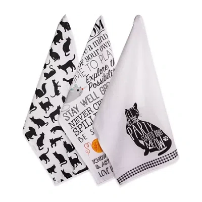 Design Imports Animal Print 3-pc. Dish Cloth Set In Black