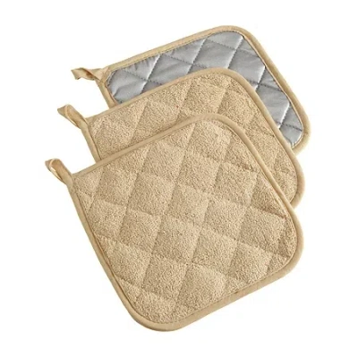 Design Imports Terry Kitchen 3-pc. Pot Holder Set In Brown