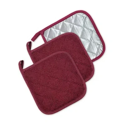 Design Imports Terry Kitchen 3-pc. Pot Holder Set In Red