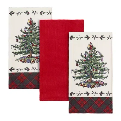 Spode Tartan 3-pc. Kitchen Towel Set In Sand