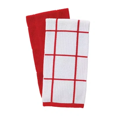 T-fal Solid & Check Parquet 2-pc. Kitchen Towel Set In Red