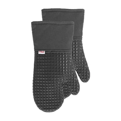 T-fal Silicone Waffle 2-pc. Oven Mitt Set In Black