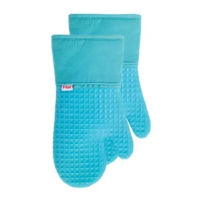 T-fal Silicone Waffle 2-pc. Oven Mitt Set In Blue