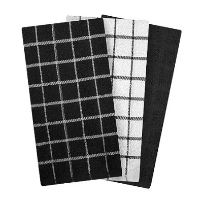Ritz Terry Check 3-pc. Kitchen Towel Set In Black