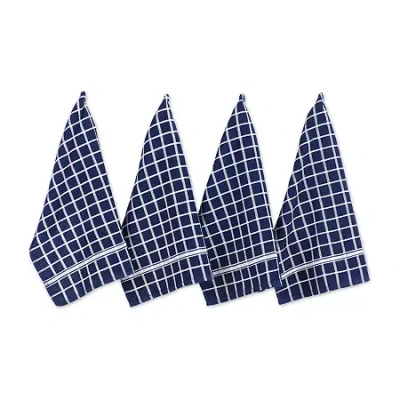 Design Imports Windowpane 4-pc. Terry Dish Cloth Set In Blue