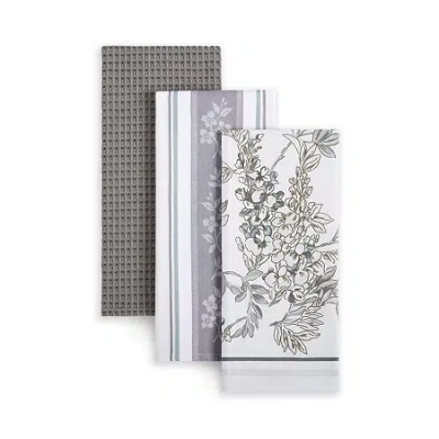 Martha Stewart Iris 3-pc. Kitchen Towel Set In Gray