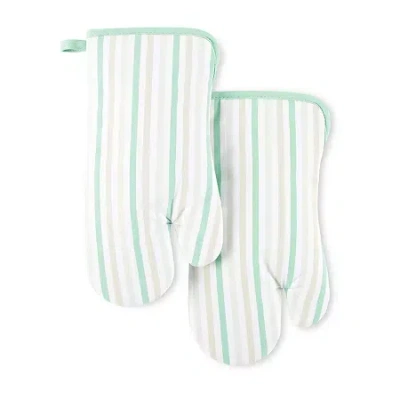 Martha Stewart Daisy Stripe 2-pc. Oven Mitt Set In Green